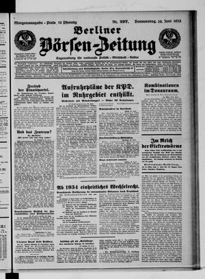 Berliner Börsen-Zeitung vom 29.06.1933
