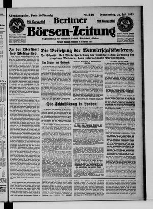Berliner Börsen-Zeitung vom 27.07.1933