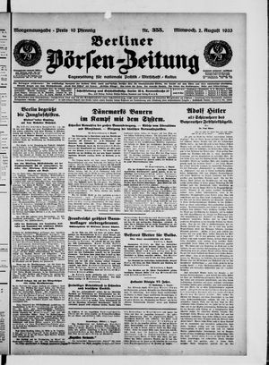 Berliner Börsen-Zeitung vom 02.08.1933