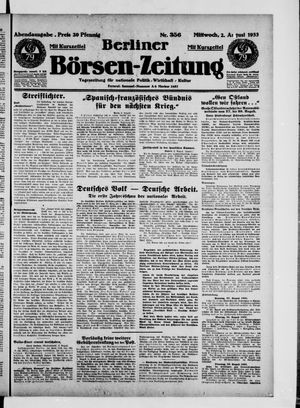 Berliner Börsen-Zeitung vom 02.08.1933