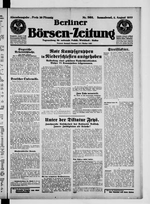 Berliner Börsen-Zeitung vom 05.08.1933