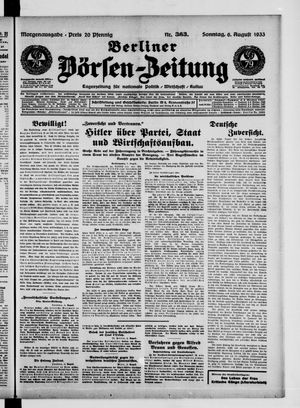 Berliner Börsen-Zeitung vom 06.08.1933