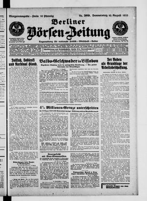 Berliner Börsen-Zeitung vom 10.08.1933