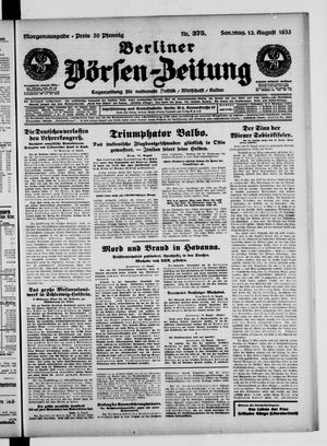 Berliner Börsen-Zeitung vom 13.08.1933