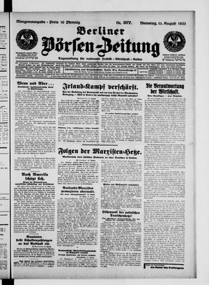 Berliner Börsen-Zeitung vom 15.08.1933