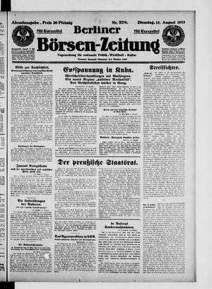 Berliner Börsen-Zeitung vom 15.08.1933