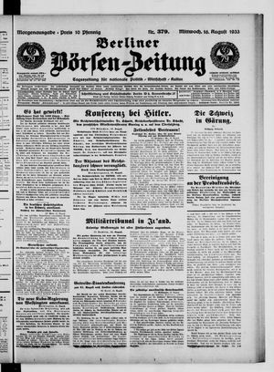 Berliner Börsen-Zeitung vom 16.08.1933