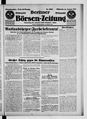 Berliner Börsen-Zeitung vom 16.08.1933