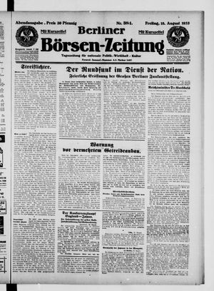 Berliner Börsen-Zeitung vom 18.08.1933