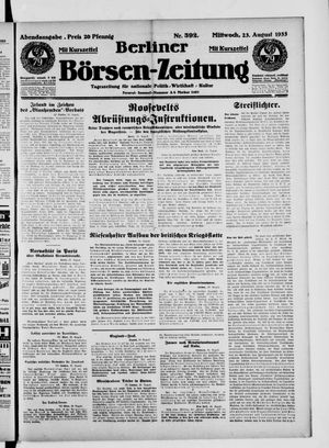 Berliner Börsen-Zeitung vom 23.08.1933