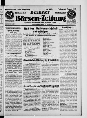 Berliner Börsen-Zeitung vom 25.08.1933