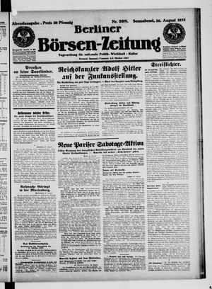 Berliner Börsen-Zeitung vom 26.08.1933