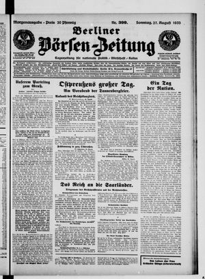Berliner Börsen-Zeitung vom 27.08.1933