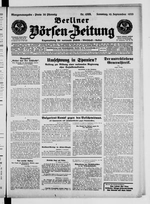 Berliner Börsen-Zeitung vom 10.09.1933