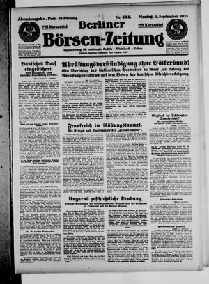 Berliner Börsen-Zeitung vom 11.09.1933