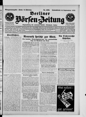 Berliner Börsen-Zeitung vom 16.09.1933