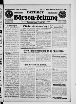 Berliner Börsen-Zeitung vom 16.09.1933