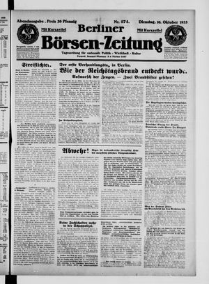 Berliner Börsen-Zeitung vom 10.10.1933