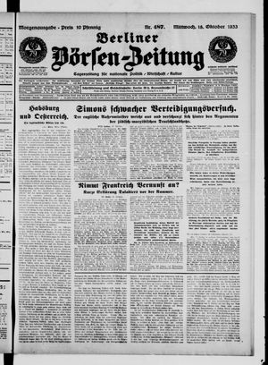 Berliner Börsen-Zeitung vom 18.10.1933