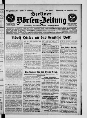 Berliner Börsen-Zeitung vom 25.10.1933