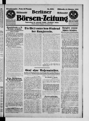 Berliner Börsen-Zeitung vom 25.10.1933