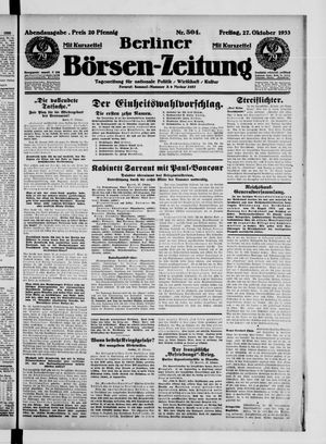 Berliner Börsen-Zeitung vom 27.10.1933