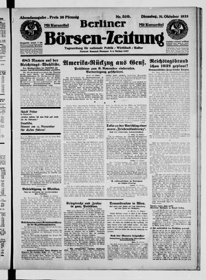 Berliner Börsen-Zeitung vom 31.10.1933