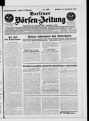 Berliner Börsen-Zeitung on Dec 22, 1933