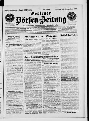 Berliner Börsen-Zeitung vom 29.12.1933