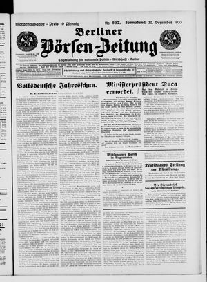 Berliner Börsen-Zeitung vom 30.12.1933