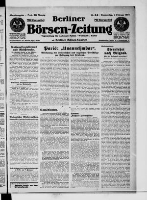 Berliner Börsen-Zeitung vom 01.02.1934