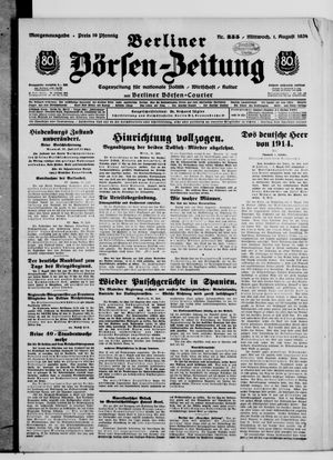 Berliner Börsen-Zeitung vom 01.08.1934