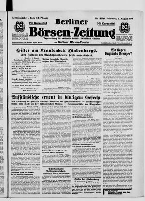 Berliner Börsen-Zeitung vom 01.08.1934