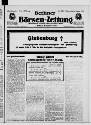 Berliner Börsen-Zeitung vom 02.08.1934