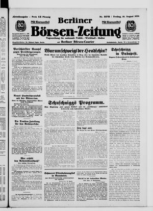 Berliner Börsen-Zeitung vom 10.08.1934