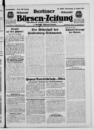 Berliner Börsen-Zeitung vom 16.08.1934
