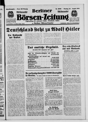 Berliner Börsen-Zeitung vom 19.08.1934