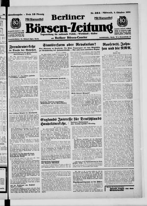 Berliner Börsen-Zeitung vom 03.10.1934