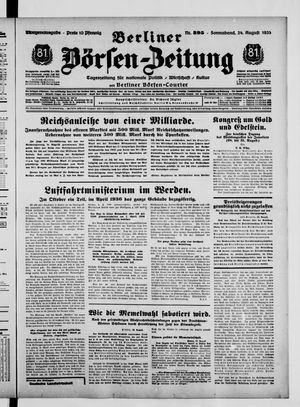 Berliner Börsen-Zeitung vom 24.08.1935