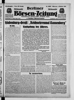 Berliner Börsen-Zeitung vom 02.10.1935