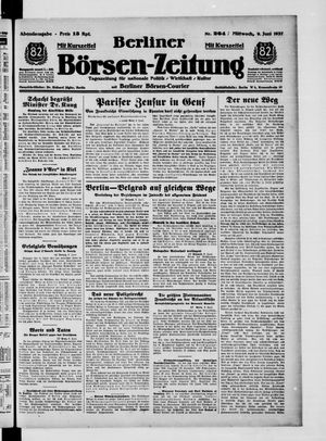 Berliner Börsen-Zeitung vom 09.06.1937