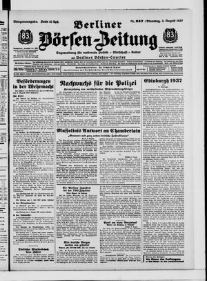 Berliner Börsen-Zeitung vom 03.08.1937