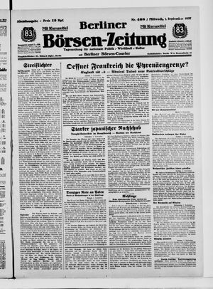 Berliner Börsen-Zeitung vom 01.09.1937