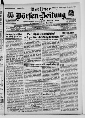 Berliner Börsen-Zeitung vom 03.11.1937