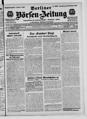 Berliner Börsen-Zeitung vom 30.11.1937