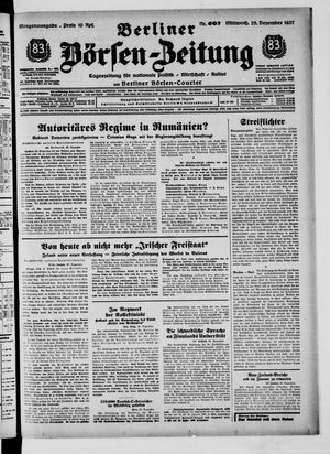 Berliner Börsen-Zeitung vom 29.12.1937