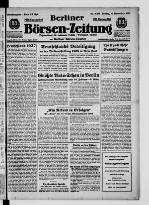 Berliner Börsen-Zeitung vom 31.12.1937