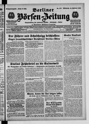 Berliner Börsen-Zeitung vom 16.02.1938