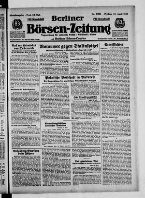Berliner Börsen-Zeitung vom 22.04.1938
