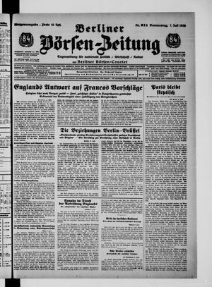 Berliner Börsen-Zeitung vom 07.07.1938